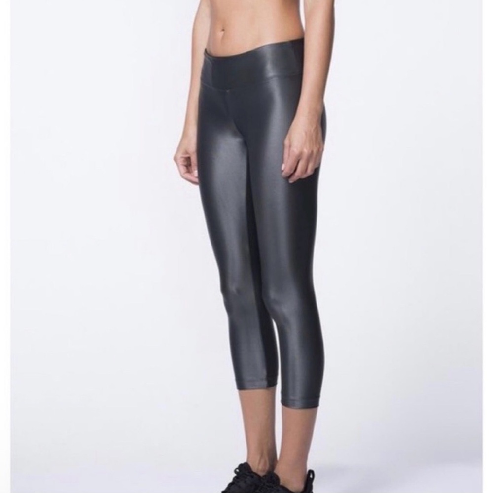 Koral lustrous high rise Capri Legging in gunmetal